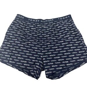 Tommy Hilfiger Mens‎ Boxer Shorts All Over Logo Print Navy Blue Stretch L/G